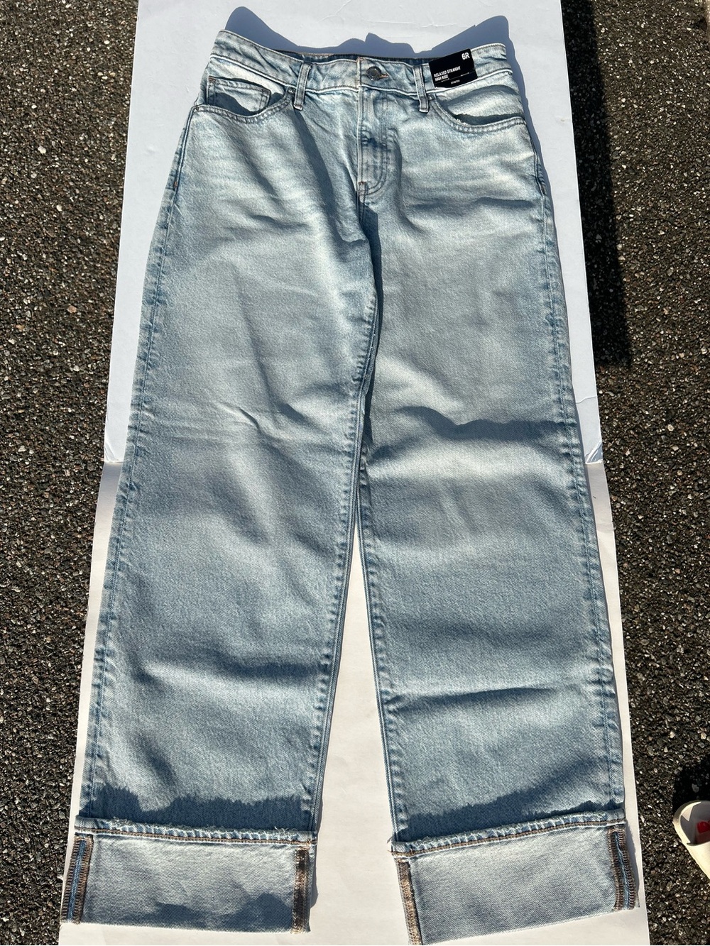 NWT🌷Express Light Blue High Rise Relaxed Straight Cuffed Jeans